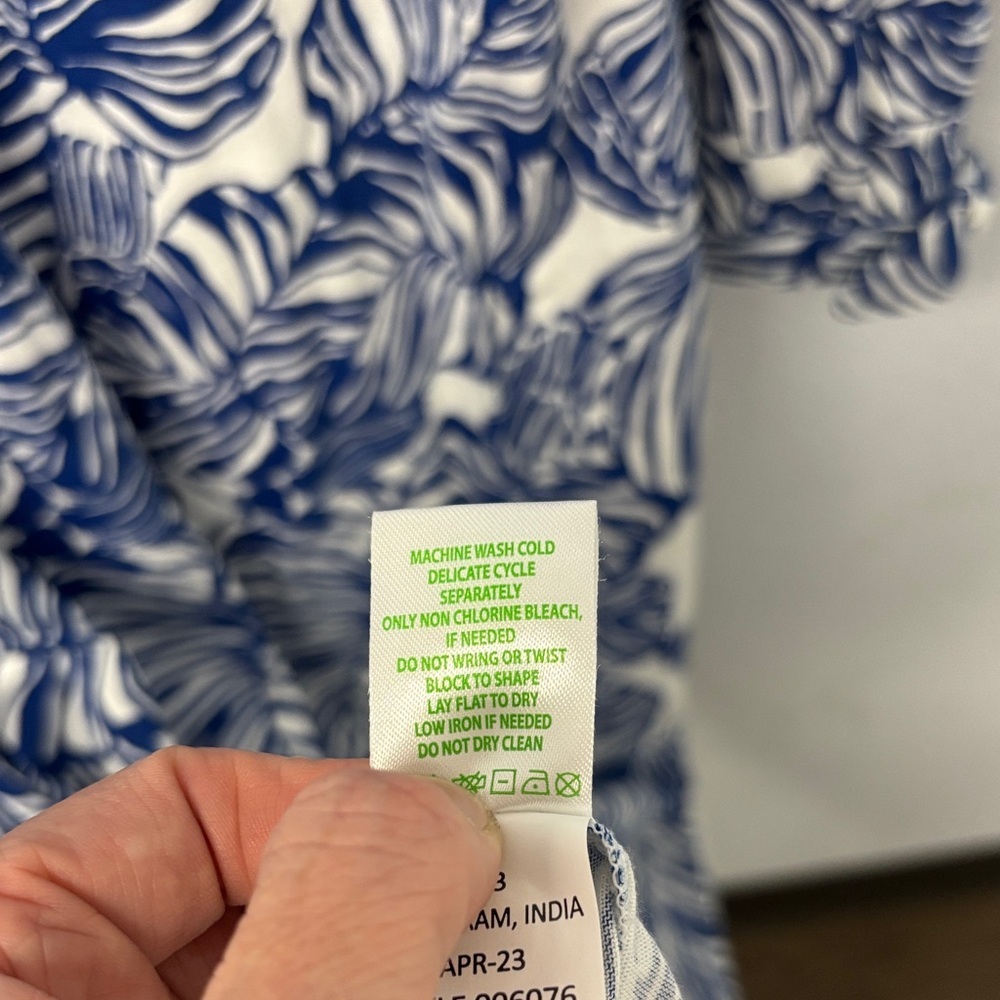 NWT Lilly Pulitzer Sz S Aegean Navy Beach Path Cath Dress Easy Fit 3/4 Sleeves - Picture 11 of 11